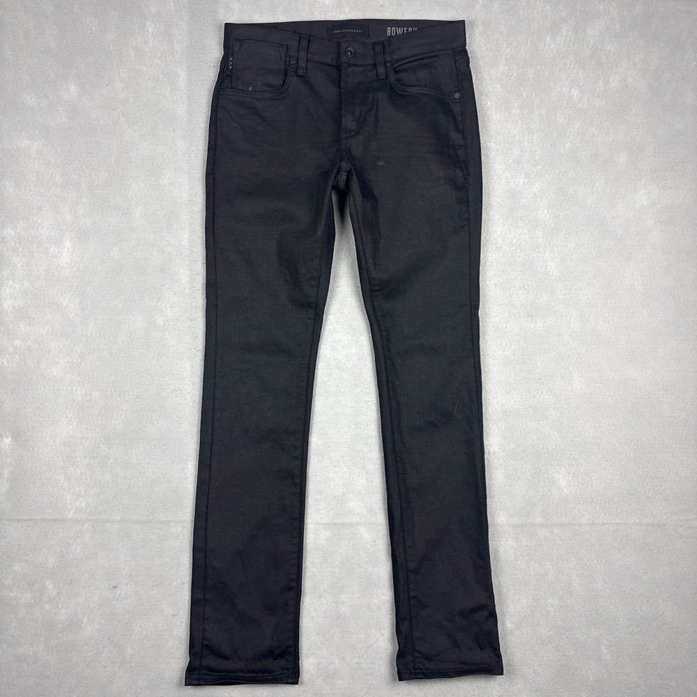 John Varvatos Bowery Jeans Men’s 30x32 Black Resin Coated Slim Low Rise Vamp